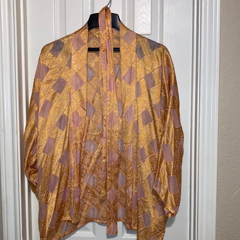 Vintage silk sheer jacket with tie.